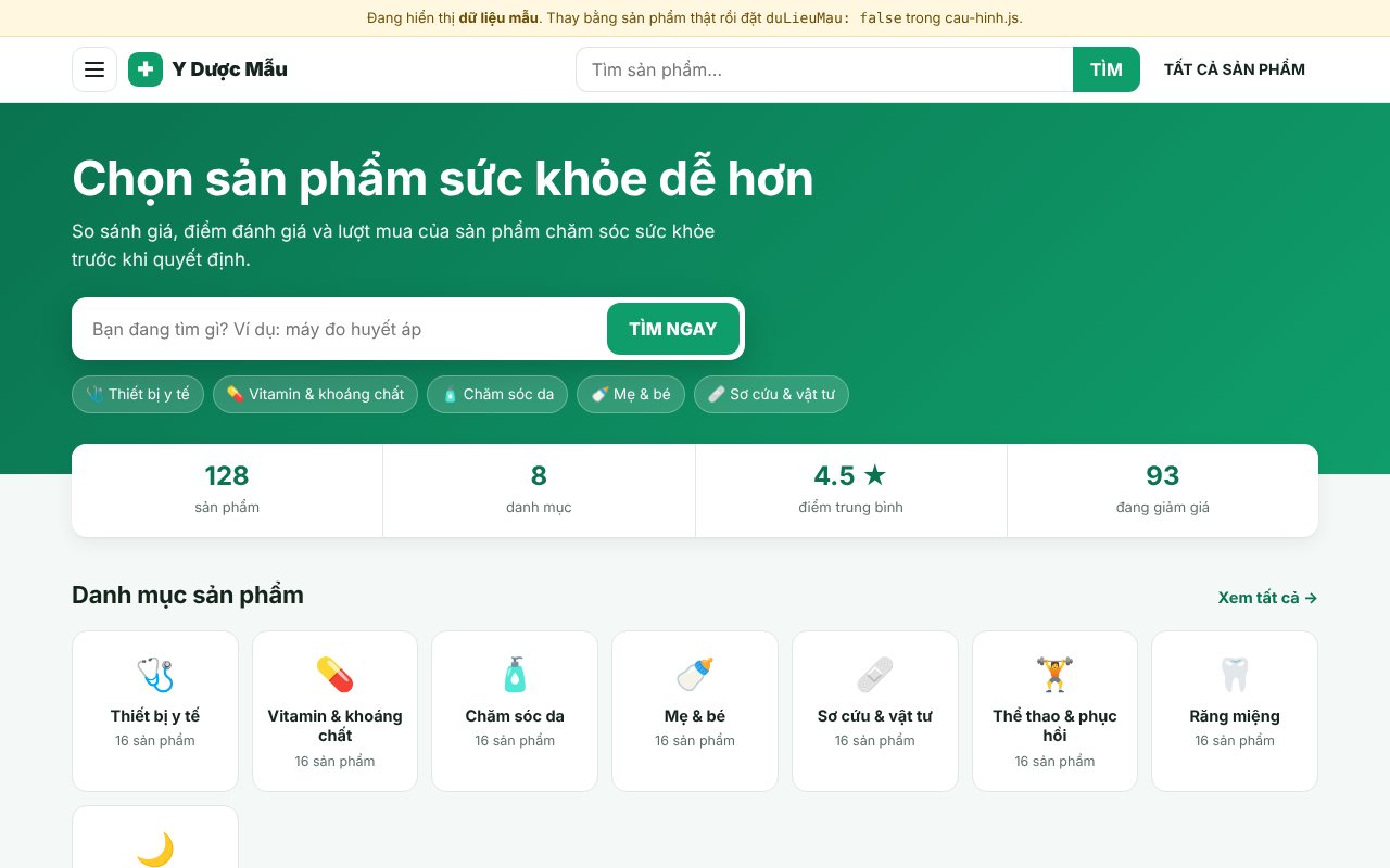 Home page: search, figures computed from your own data, categories, best sellers